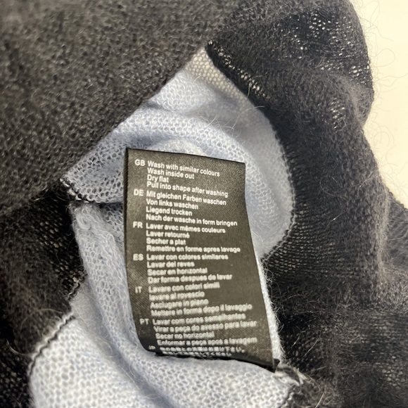 Maison Scotch mohair blend sweater 2 black light blue striped crew neck - Picture 10 of 13